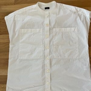 EUC, Joseph crisp white cotton button front pocket boxy blouse sz 36